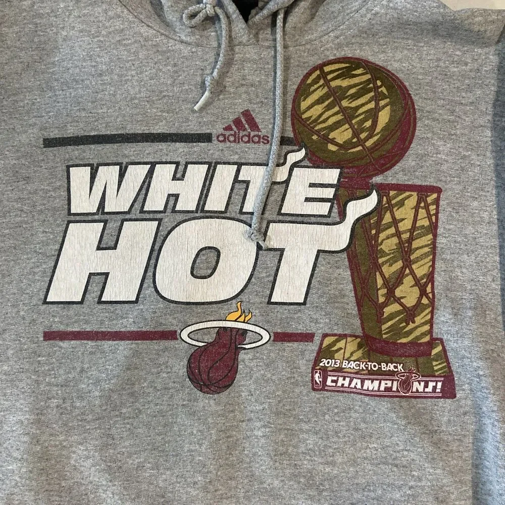 Adidas Miami Heat Pullover Hoodie Sweatshirt 2013 M Back to Back Champions L?
